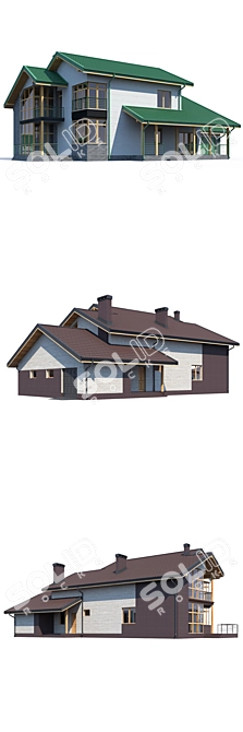 Modern Individual House Design 3D model image 3