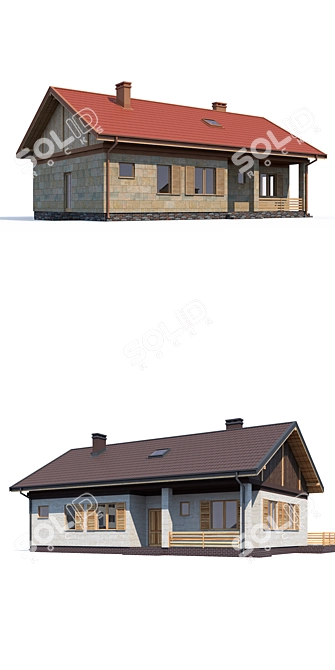 Modern Private House Design Kit 3D model image 2