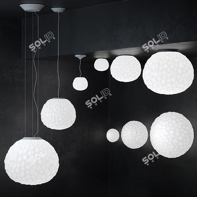 Cosmic Glow: Meteorite Lamp Collection 3D model image 1