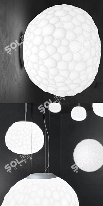 Cosmic Glow: Meteorite Lamp Collection 3D model image 2