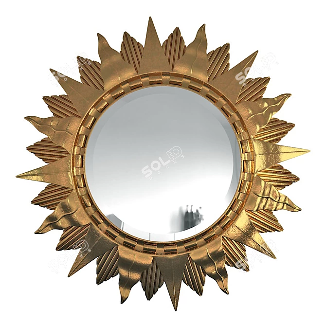 Elegant Sol Gold Mirror 3D model image 1