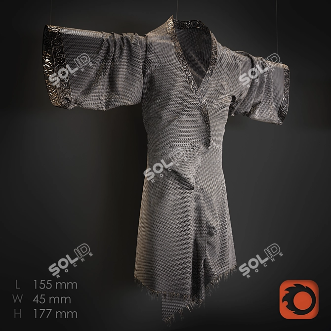 Elegant Kimono Art: Metal Mesh & Chainmail 3D model image 1