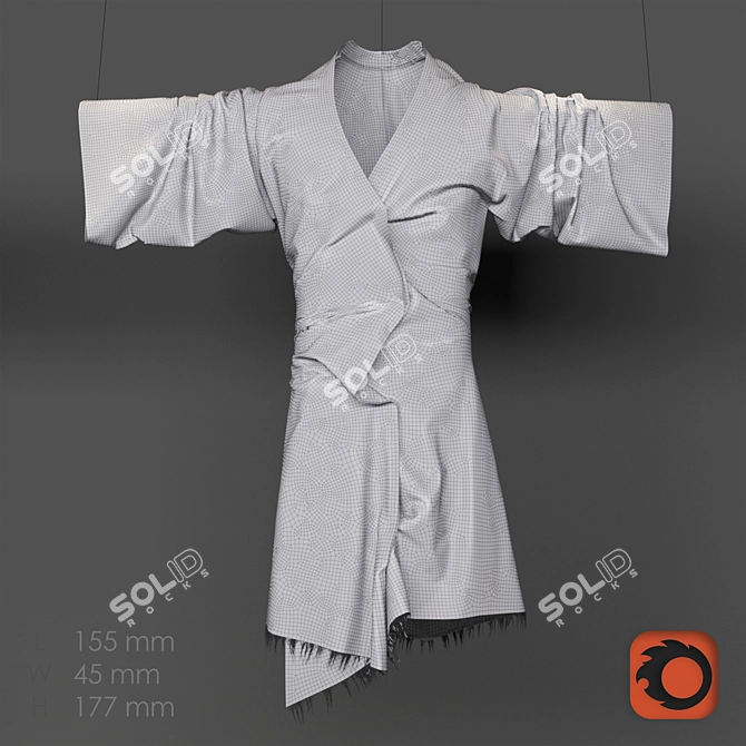 Elegant Kimono Art: Metal Mesh & Chainmail 3D model image 3