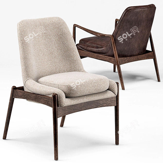 Sophisticated Olena Chairs - Timeless Mid Century Elegance 3D model image 2