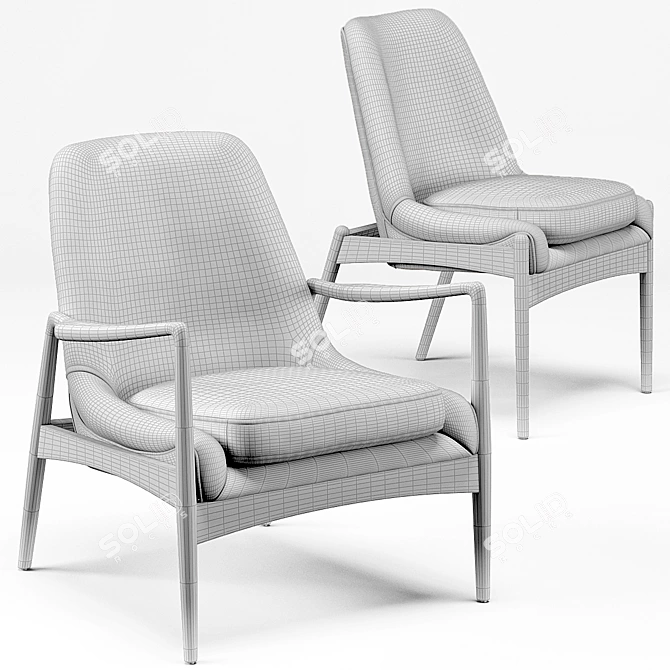 Sophisticated Olena Chairs - Timeless Mid Century Elegance 3D model image 3