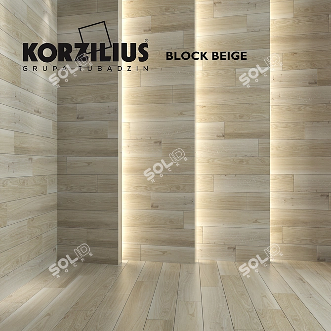 Elegant Beige Wood Blocks 3D model image 1