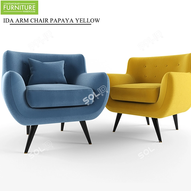 Retro Papaya Armchair: Mid Century Modern Flair 3D model image 1