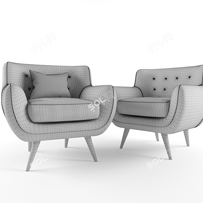 Retro Papaya Armchair: Mid Century Modern Flair 3D model image 3