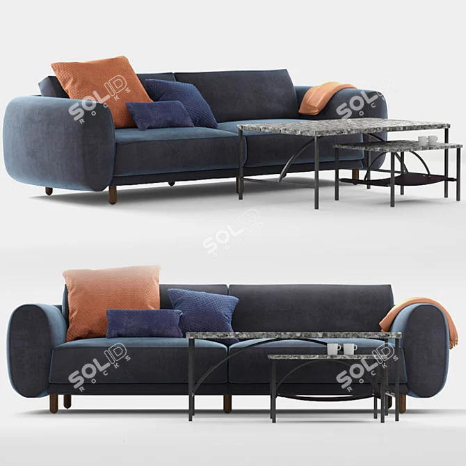 Contemporary Fogia Campo Sofa 3D model image 1