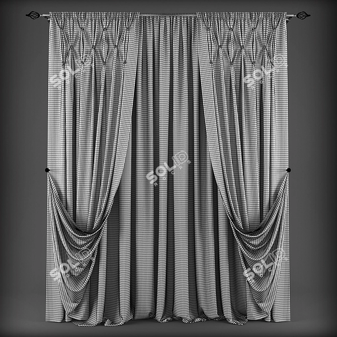 Classic Style Curtains 3D model image 2