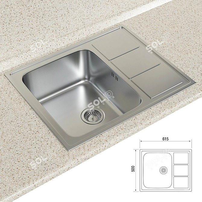 Lotus LTP 615.500-XT8P: Large, Deep Wash Basin 3D model image 1