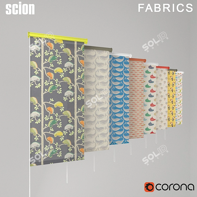 Seamless Roller Blinds with Scion Fabric 3D model image 1