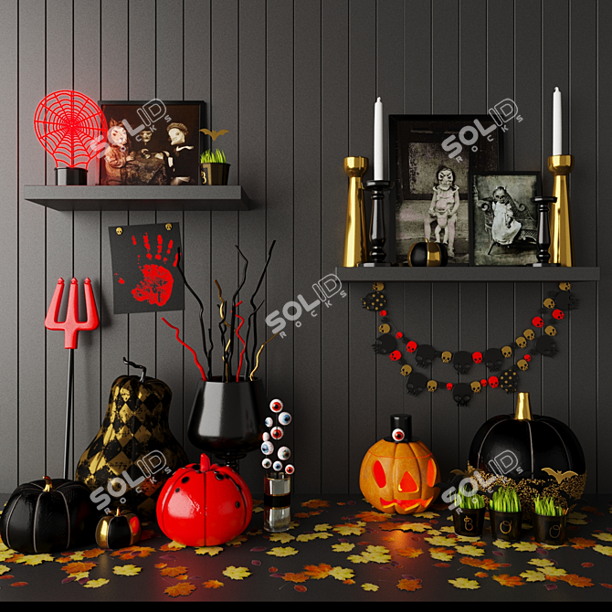 Spooky Halloween Decor Set 3D model image 1