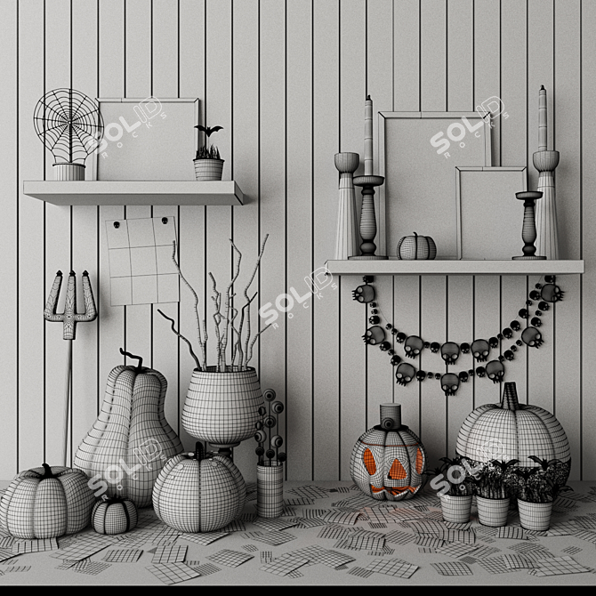 Spooky Halloween Decor Set 3D model image 3