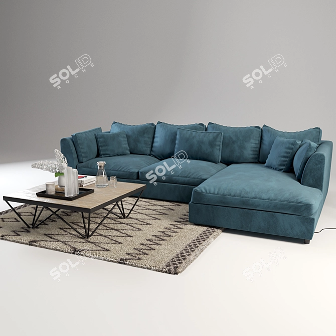 Luxurious Harrington Chaise Sofa 3D model image 3