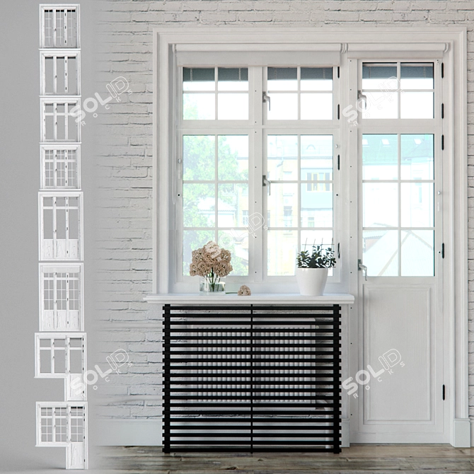 Scandinavian Style Triple Windows 3D model image 1