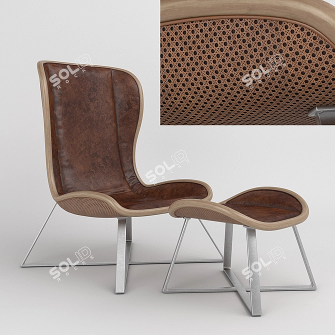 Volare Lounge Chair Ottoman: Stylish Comfort 3D model image 1