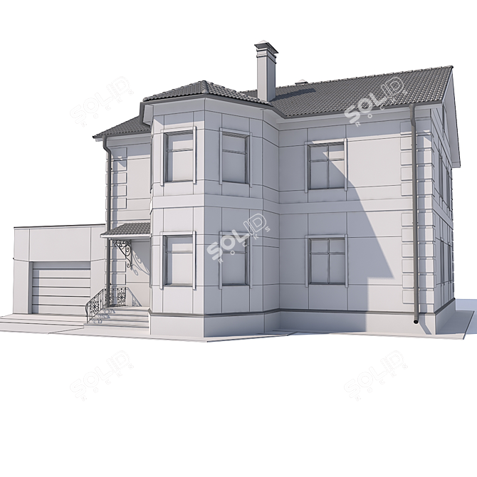 Country Cottage with Garage 3D model image 3