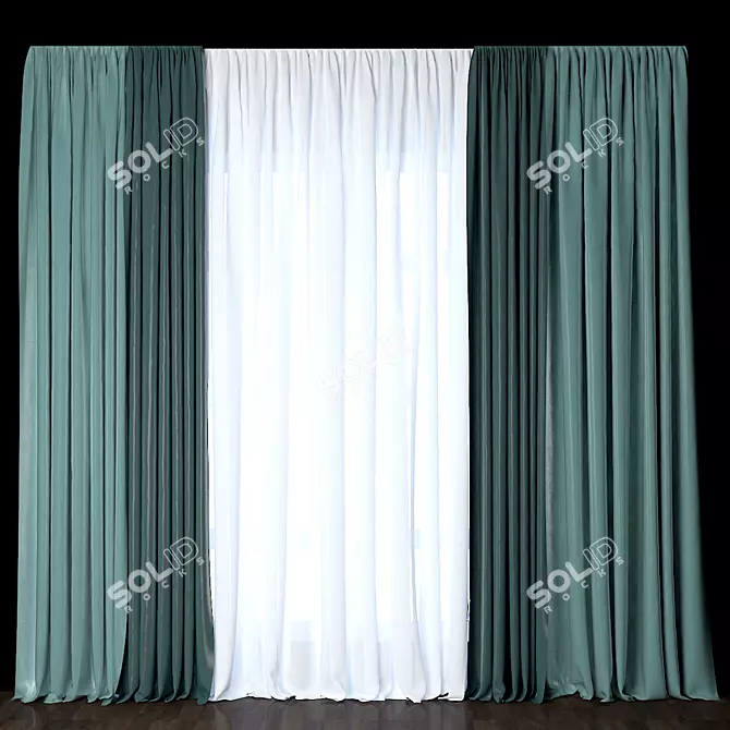 Elegant Velvet Curtain - 30 inches 3D model image 1