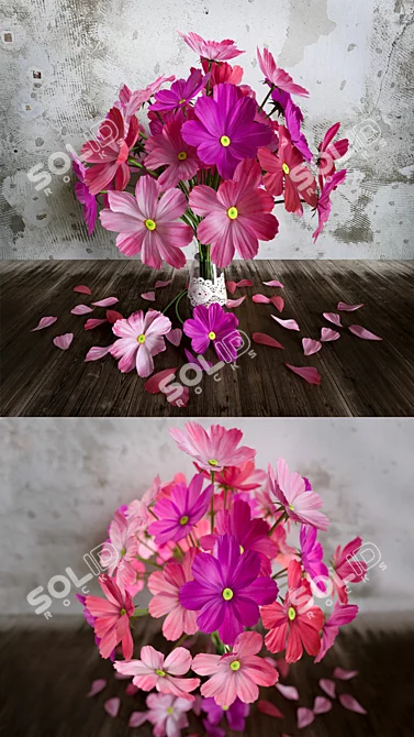 Elegant Blooms Bouquet 3D model image 2