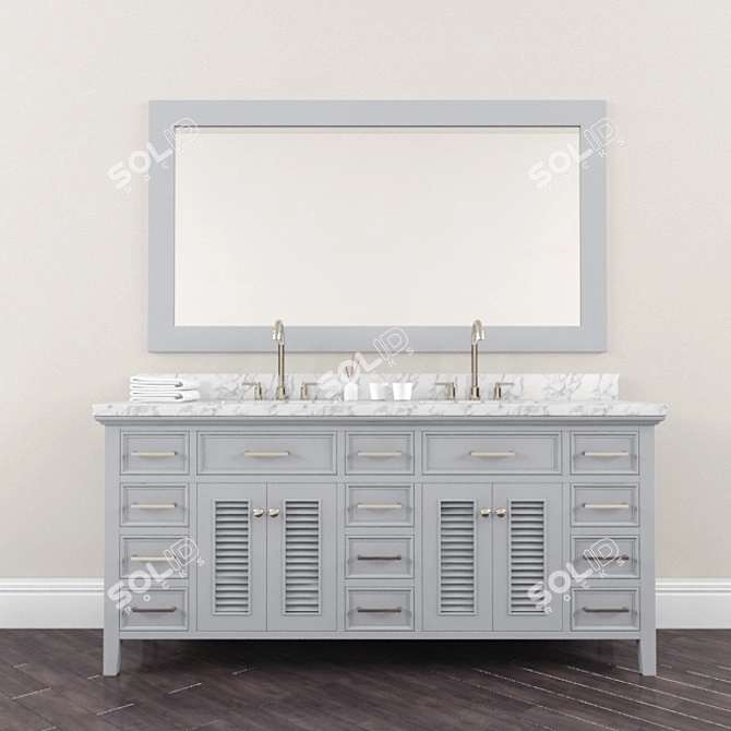 Ariel Kensington 73" Double Sink Contemporary Vanity 3D model image 1