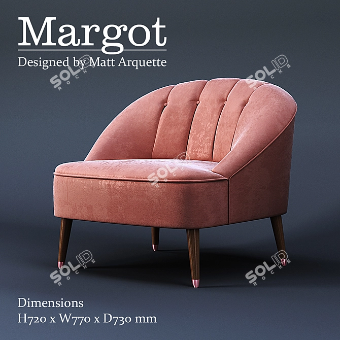 Elegant Old Rose Velvet Accent Chair 3D model image 1