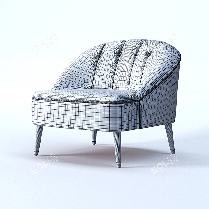 Elegant Old Rose Velvet Accent Chair 3D model image 3