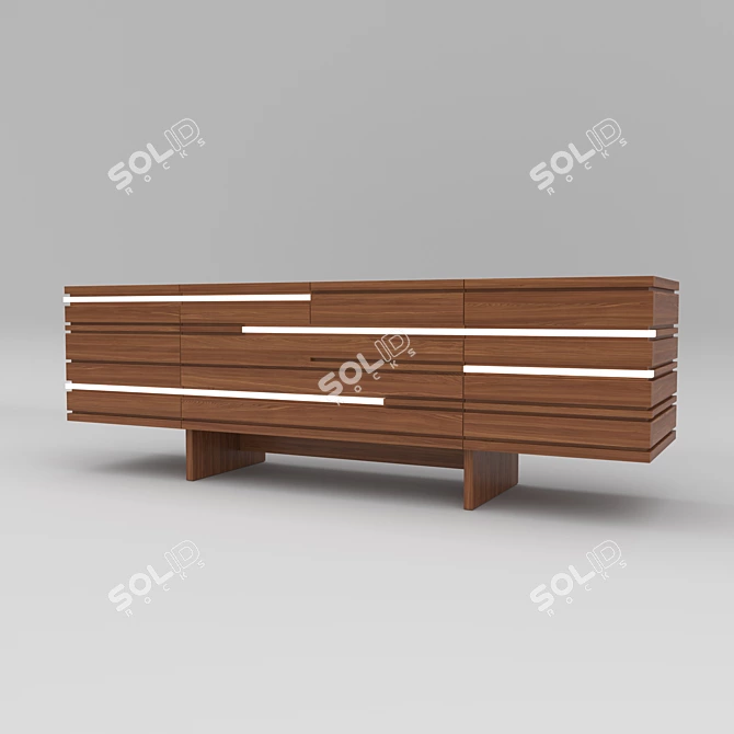 Layered Oak Sideboard 3D model image 1