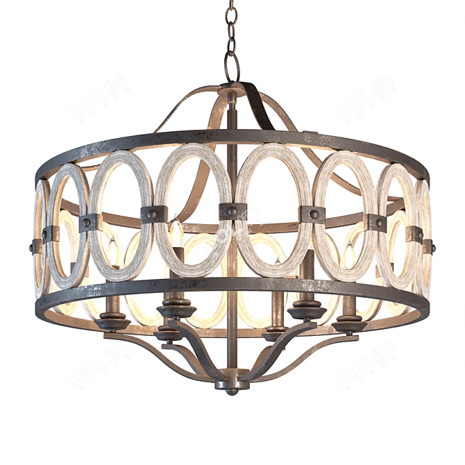 Reclaimed Driftwood Chandelier 3D model image 1