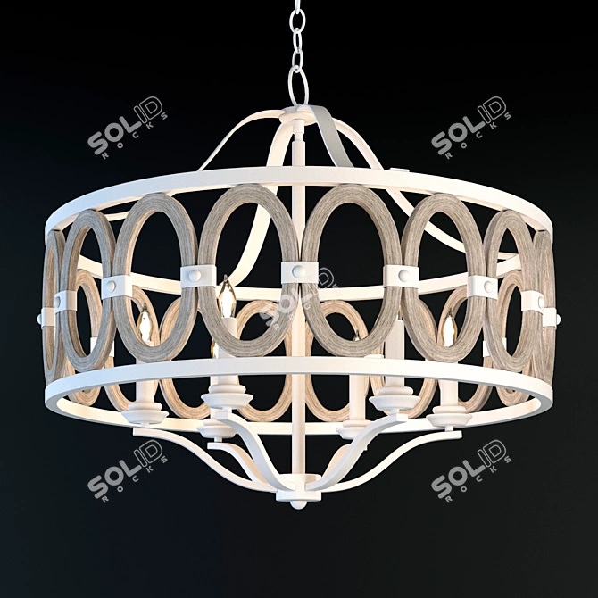 Reclaimed Driftwood Chandelier 3D model image 2