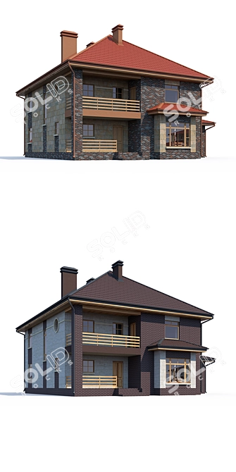 Modern Private House Design Kit 3D model image 2