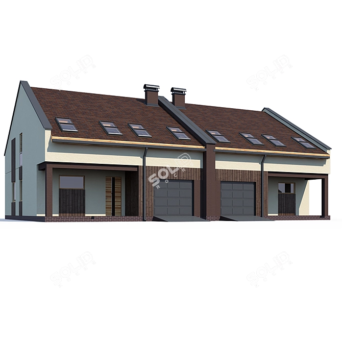 Modern Private House Design Kit 3D model image 1