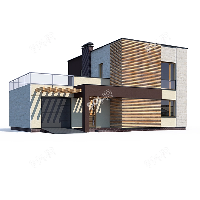 Modern Private House Design 3D model image 1