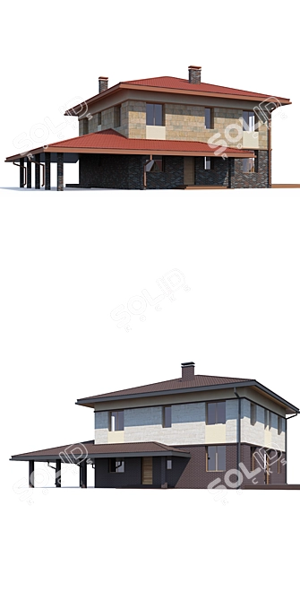 Versatile Private House Design 3D model image 2