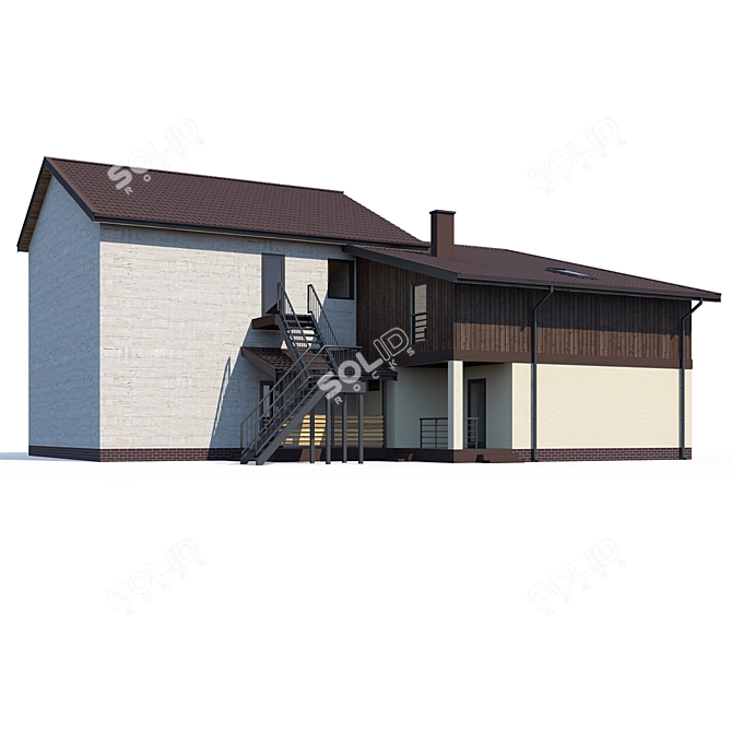 Modern Private House Design Kit 3D model image 1