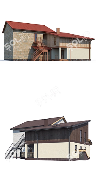 Modern Private House Design Kit 3D model image 2