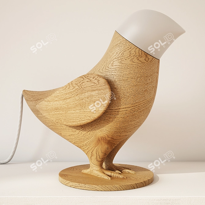 OM Birds Table Lamp: Beautifully Crafted Wood-Crystal Design 3D model image 2