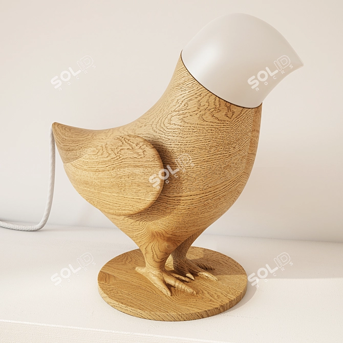 OM Birds Table Lamp: Beautifully Crafted Wood-Crystal Design 3D model image 3