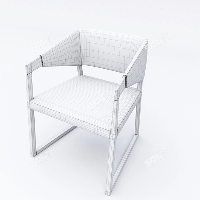 Elegant Walnut Armchair 3D model image 3