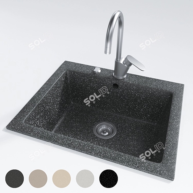 5 Texture Granite Sink Set 3D model image 1