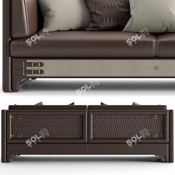 Luxury Italian Turri Numero Tre Sofa 3D model image 2