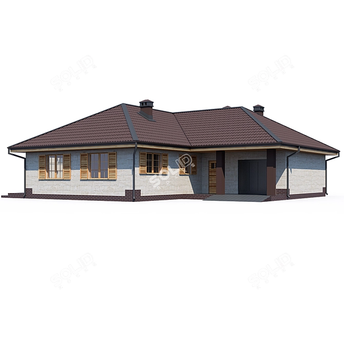 Modern Private House Design Kit 3D model image 1