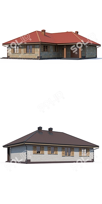 Modern Private House Design Kit 3D model image 2