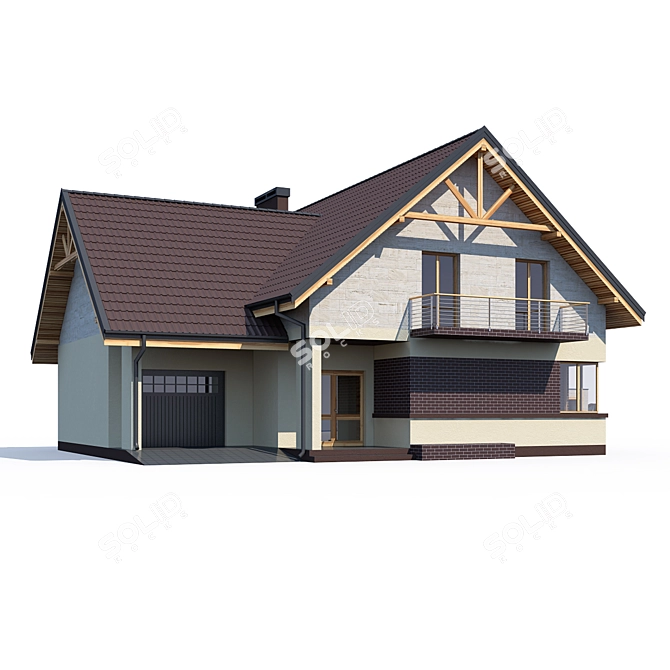 Modern Private House Design Kit 3D model image 1