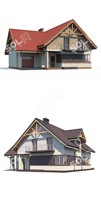 Modern Private House Design Kit 3D model image 2