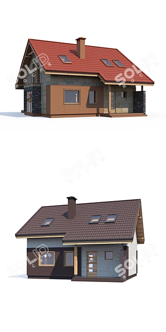 Modern Private House Design Kit 3D model image 2