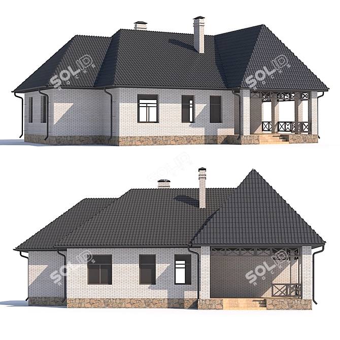 Country Charm: Single-Storey Abode 3D model image 1