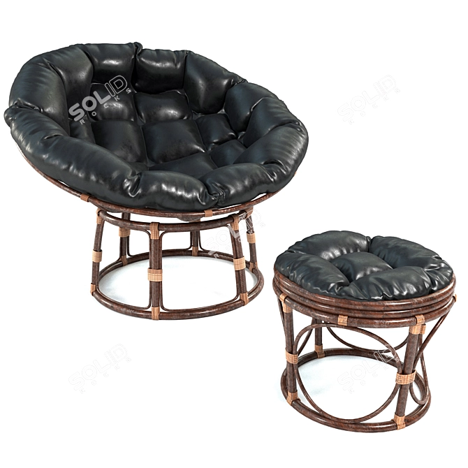 Indonesian Rattan Papasan Chair: Almond & Chestnut 3D model image 1