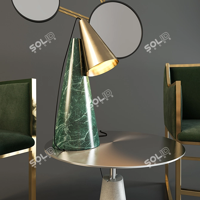 Art Deco Set with Anabelle Chair & Edizioni Design Mirror 3D model image 2