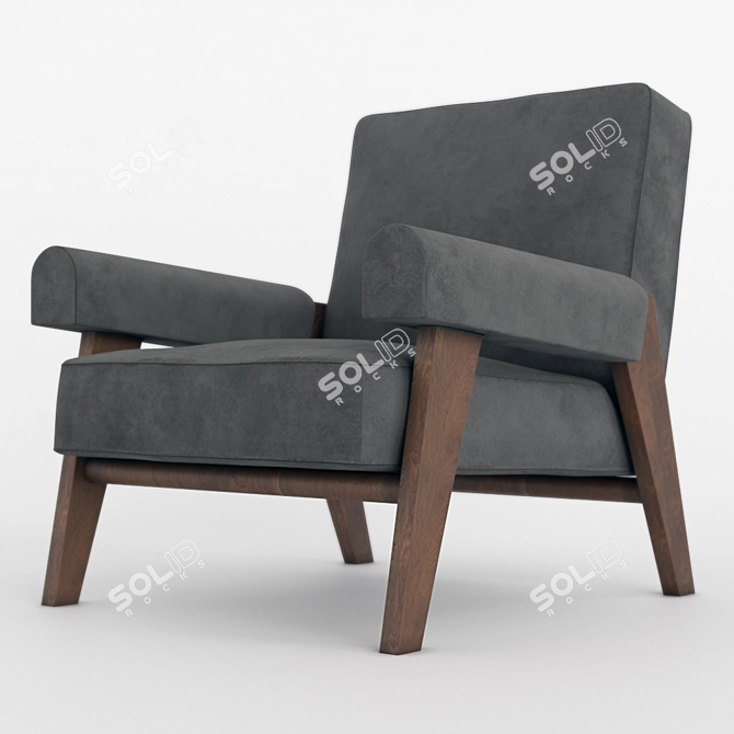 Elegant Slipper Chair: Stylish Design & Comfort 3D model image 1